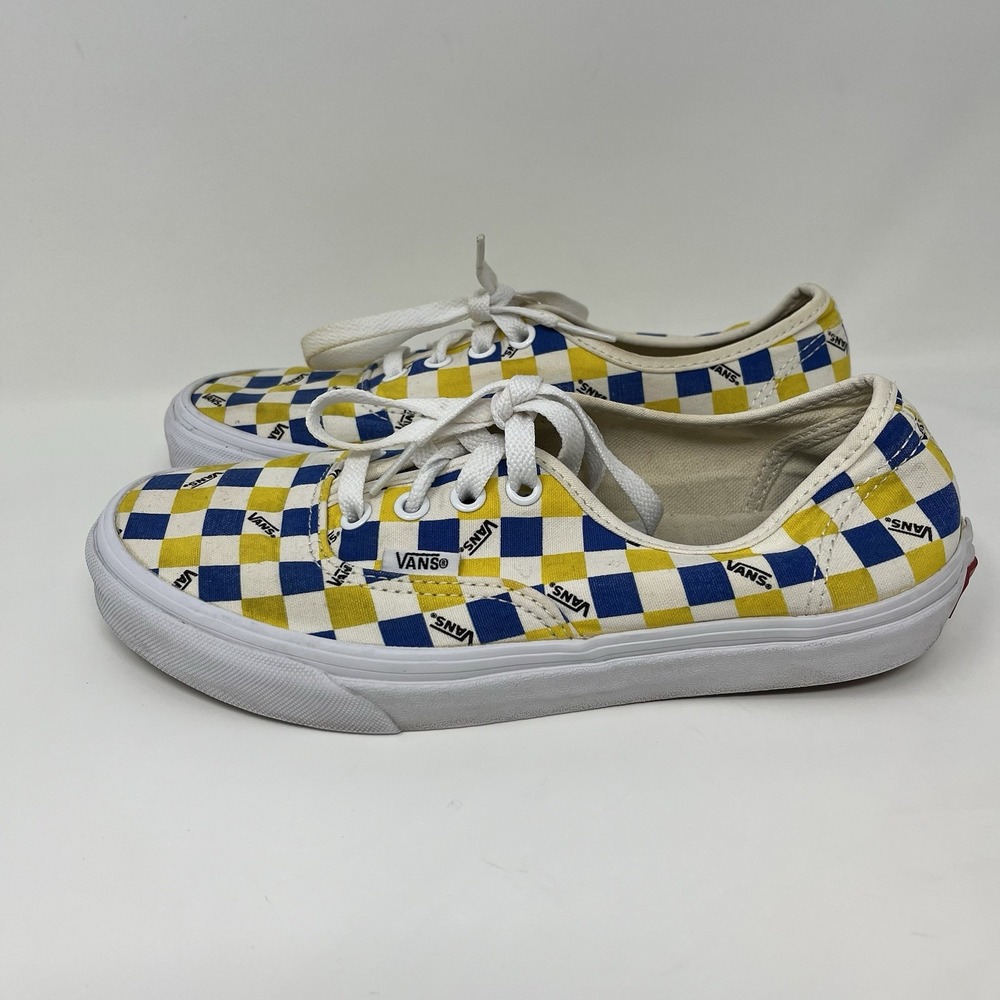 Vans Authentic BMX Checkerboard Blue Lemon Yellow Mens 6 Womens 7.5 Skate Shoes